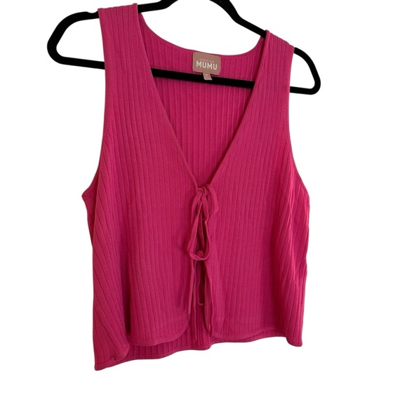Show Me Your Mumu pink Time Out Tie Top Knit Rib top Medium - Picture 8 of 12
